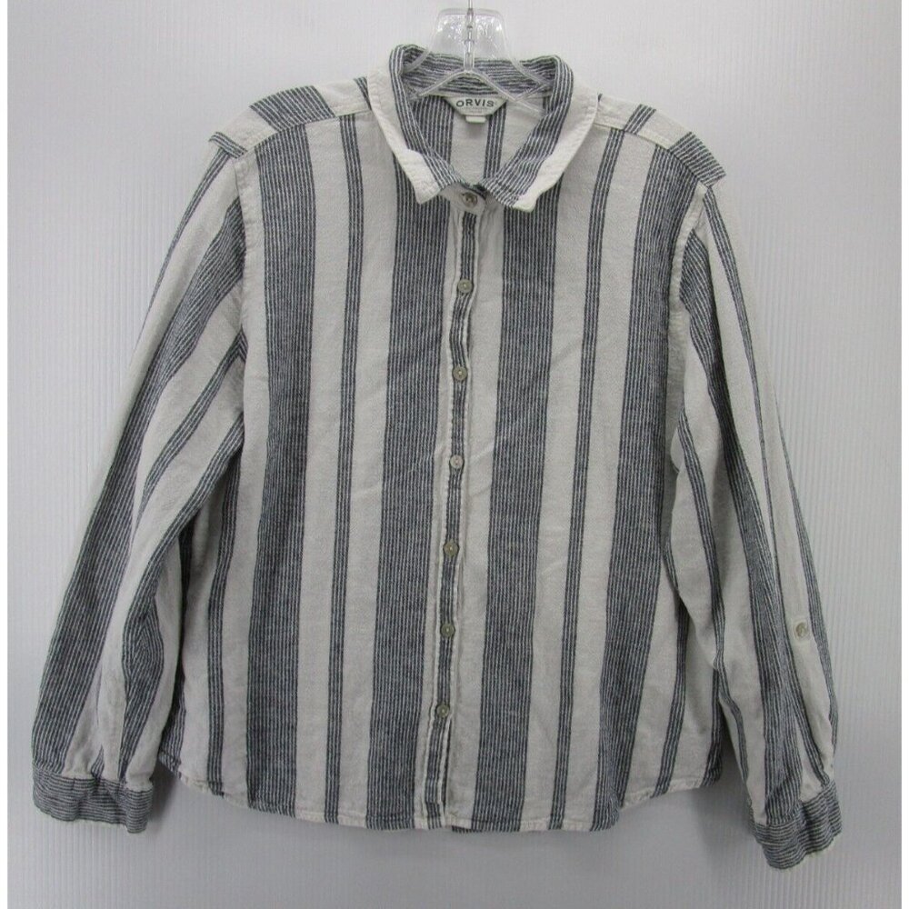 Orvis Black and White Striped Button-Down Shirt